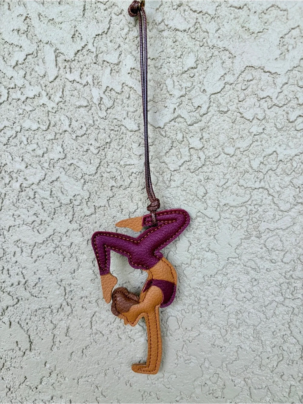 Vegan Leather Acrobat/Yoga Bag Charm in Plum and Tan
